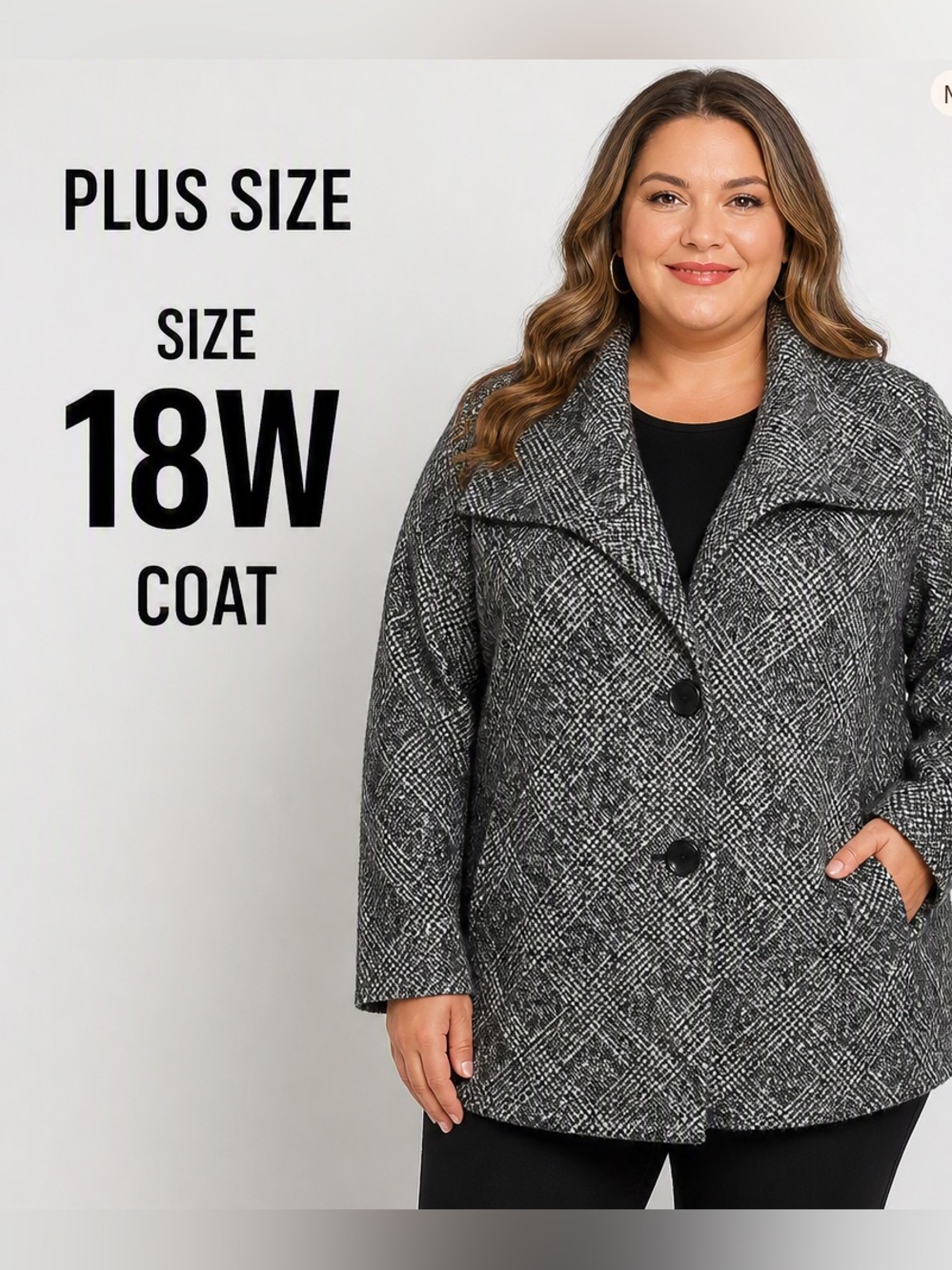 Talbots Woman 18W Wool Blend Plaid Coat — Plus Size Warm Winter Jacket